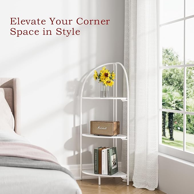 Crofy Foldable 3 Tier Corner Shelf, Metal Corner Plant Stand - Image 5