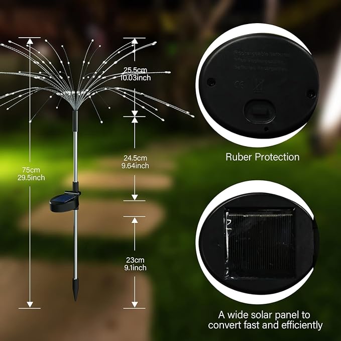 FOOING 4 Pcs Solar Garden Lights Solar Firework Lights, 480 LED Solar Powered - Image 7