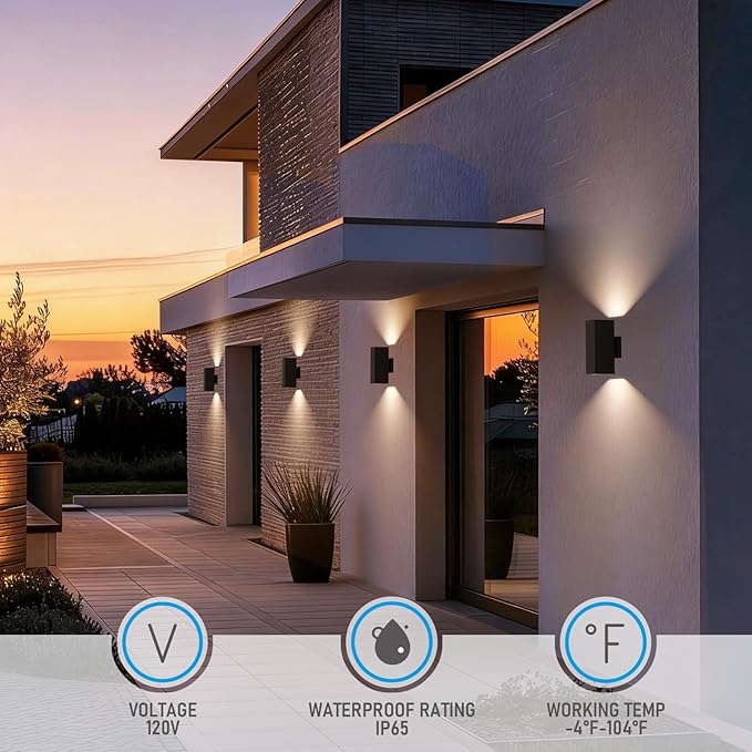 LEONLITE Modern Outdoor Rectangular Wall Lights 12", Porch Light in 2 Lights - Image 4