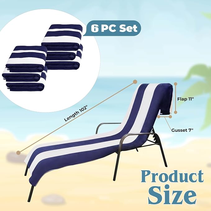 Superior Cabana Cotton Lounge Chair Cover, Outdoor Towel/Chaise Furniture Covers - Image 5