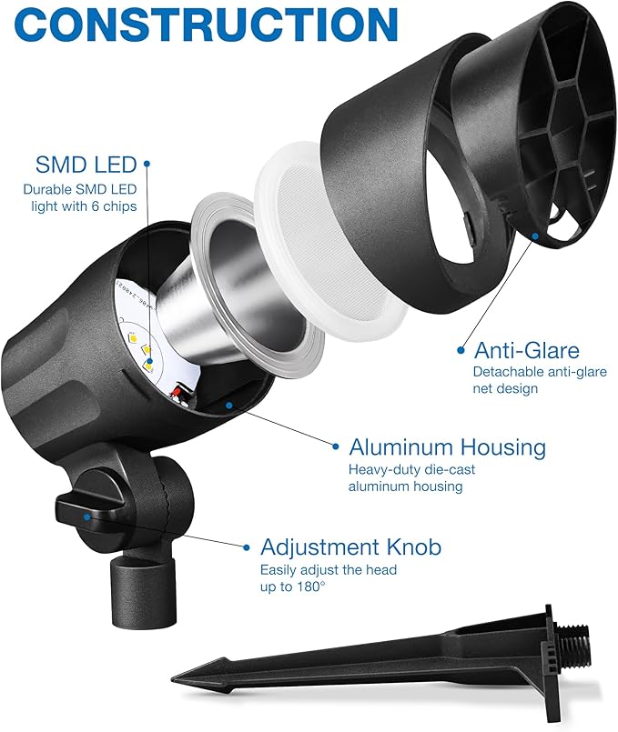 SUNVIE 6W Low Voltage Landscape Lights LED Low Voltage Lighting Warm White - Image 5