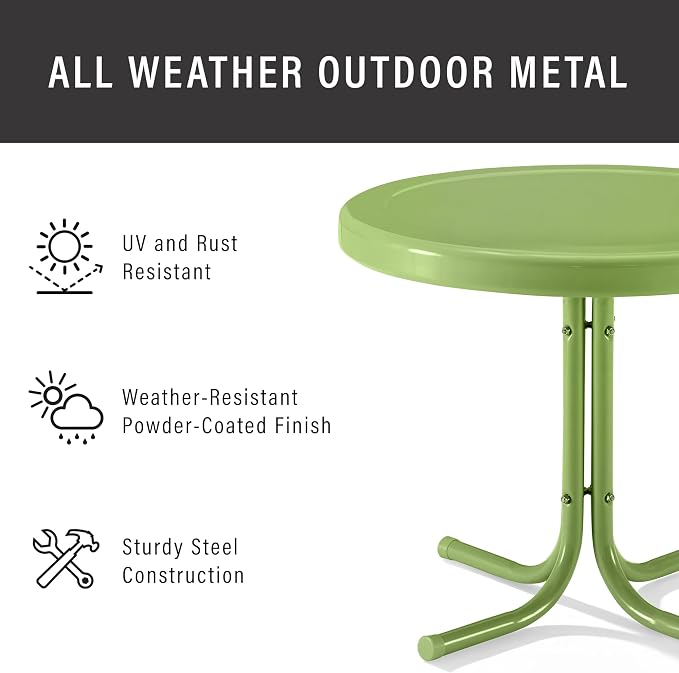 Crosley Furniture Griffith Weather Resistant Retro Metal Outdoor Side Table - Image 4