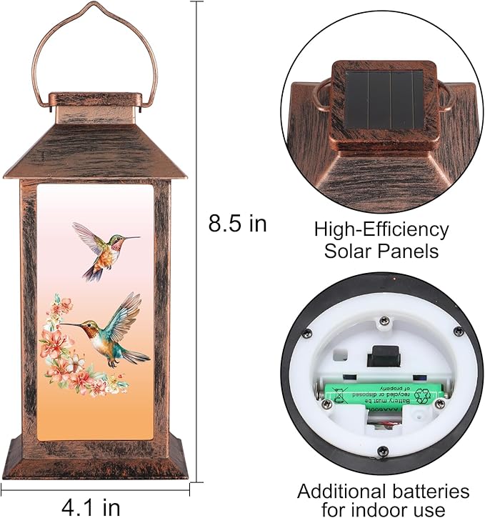 Solar Lantern Outdoor Waterproof Hummingbird Garden Decor Birthday Gifts - Image 3