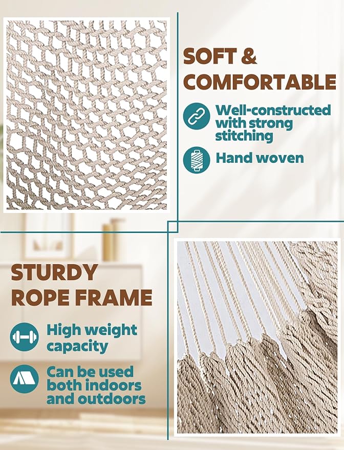 Chihee Hammock Chair Super Large Soft-Spun Cotton Rope Weaving Hanging Chair - Image 3