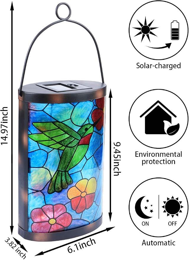 Hanging Solar Lantern Outdoor Decorative Waterproof LED Solar Hummingbird - Image 2