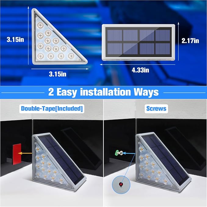 VOLISUN Solar Stair Lights 8 Pack, Solar Step Lights Outdoor Waterproof IP67 - Image 6