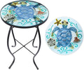 VCUTEKA Patio Side Table Outdoor Accent Table Small Mosaic Table Coffee Table by VCUTEKA