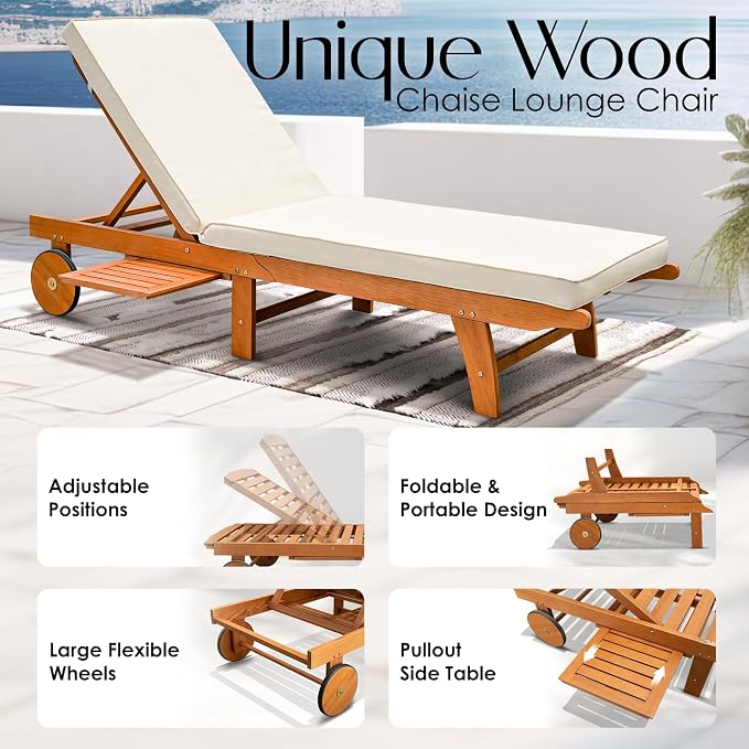 IDZO Upgraded Cushion Outdoor, 500lbs Capacity Patio Pool Loungers, Stackable - Image 3
