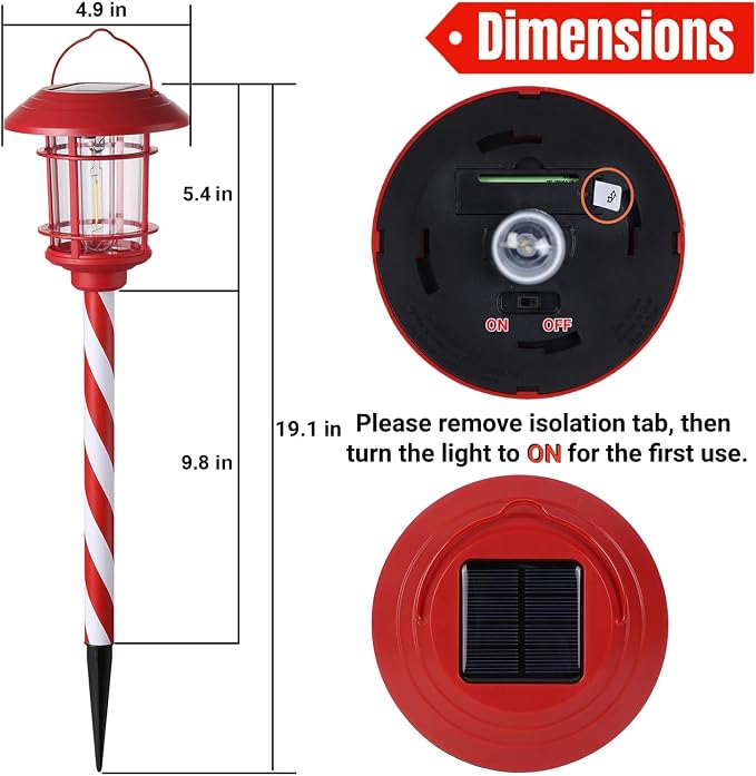 Dynaming 6 Pack Dual Use Solar Christmas Path Lights Outdoor, Hanging Lantern - Image 2