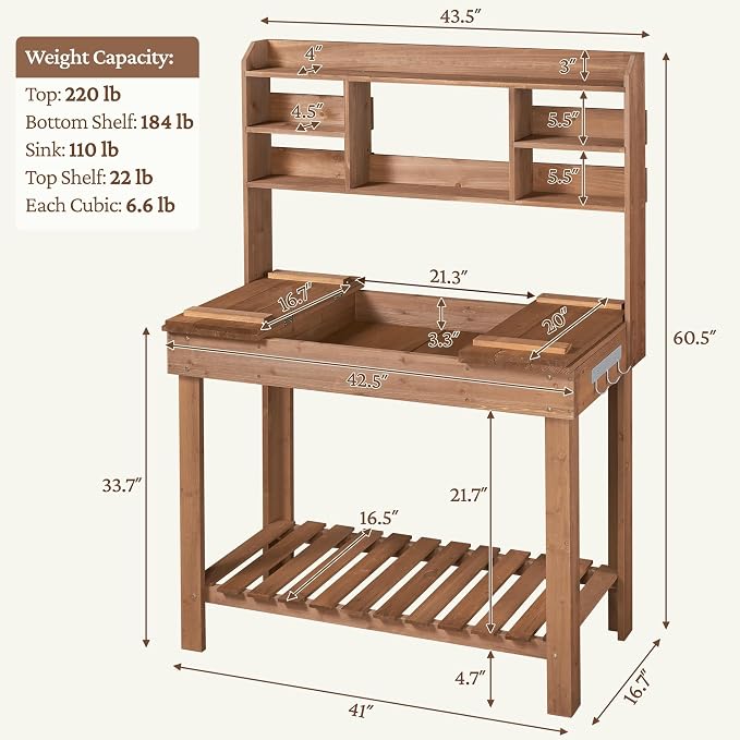 Yaheetech Potting Bench Table Horticulture Germination Table & Outdoor Garden - Image 3