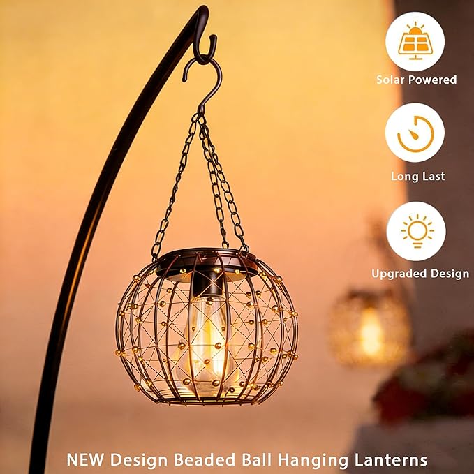 Hanging Solar Lanterns, Solar Lights Outdoor Waterpoof, Solar Chandelier - Image 2