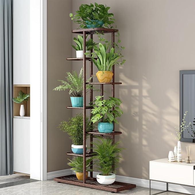 LINZINAR Plant Stand Metal 7 Tier 8 Potted Multiple Flower Pot Holder Shelf - Image 2