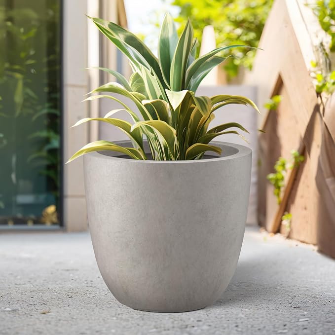 Kante 18 Inch Dia Round Concrete Planter, Indoor Outdoor Large Plant Pot - Image 6