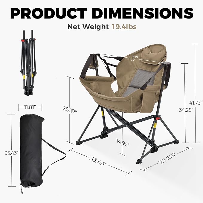 Ainfox Hammock Camping Chair, Foldable Portable Rocking Chairs - Image 3
