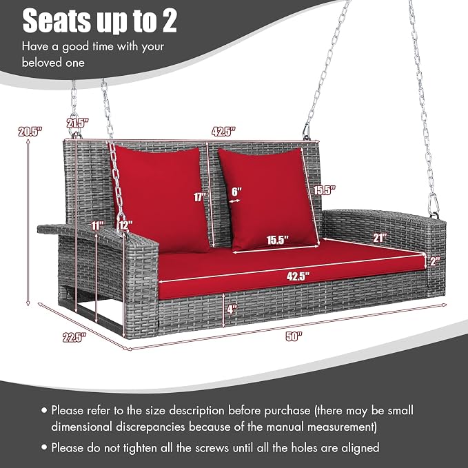 RELAX4LIFE 2-Person Porch Swing Bench - Image 3