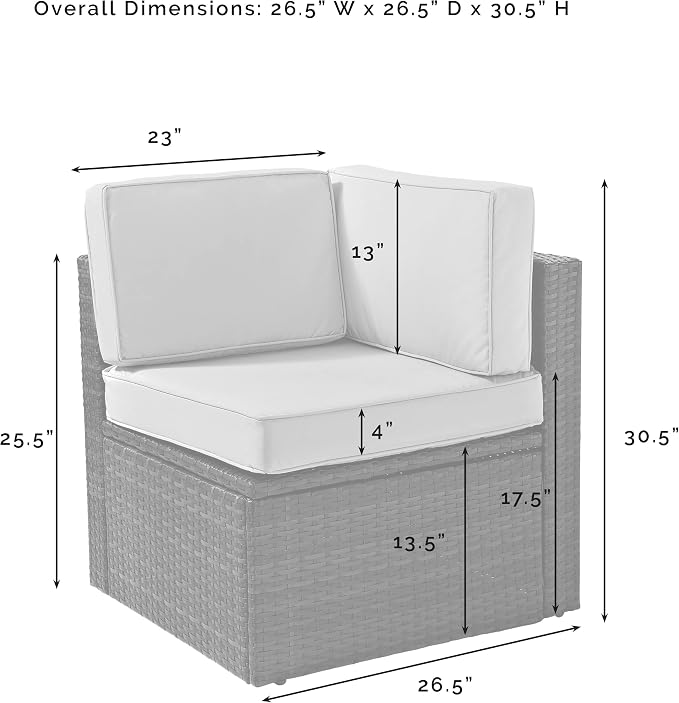 Crosley Furniture Palm Harbor Corner Outdoor Sectional Chair, Wicker Patio - Image 3