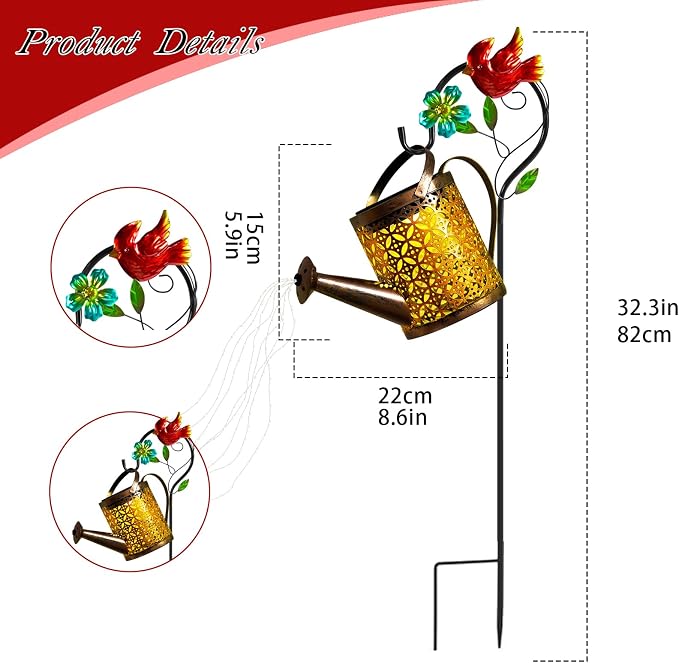 Solar Lights Outdoor, Watering Can - Image 6