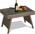 Tangkula Outdoor Folding Wicker Table, Heavy Duty Rattan Foldable Standing by TANGKULA
