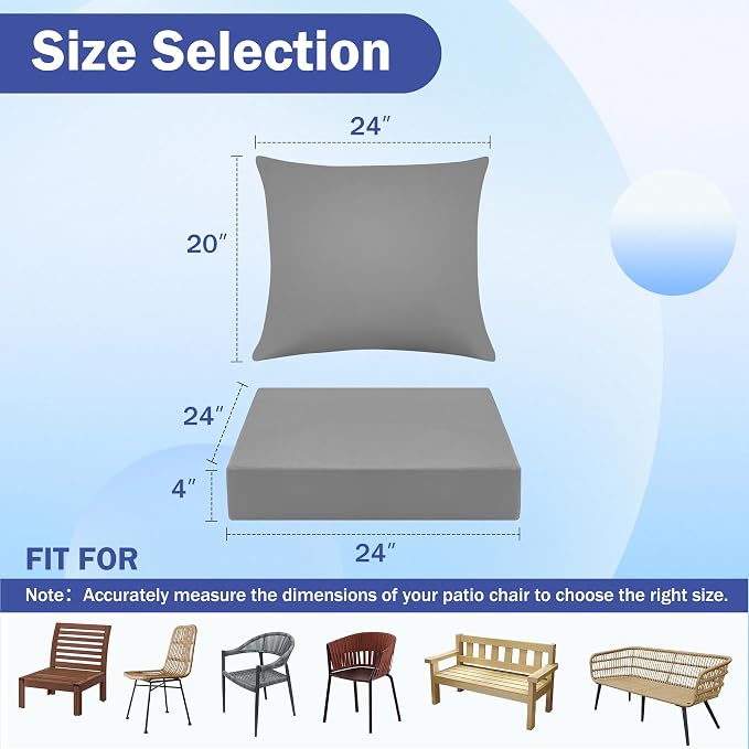 Outdoor Seat Cushion Set, Waterproof & Fade Resistant Patio Chair Cushions - Image 2