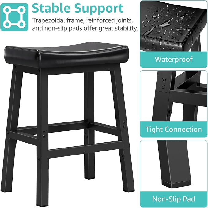 24 Inch Bar Stools for Kitchen Island, Kitchen Chairs Counter Height Stools - Image 7