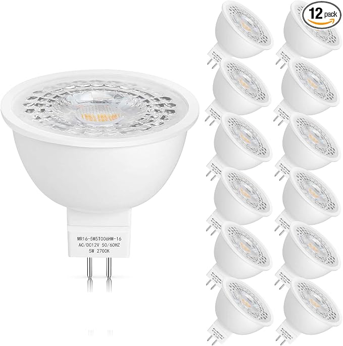 Mlambert 12 Pack MR16 LED Bulbs 50W Halogen Equivalent, 2700K Warm White by Mlambert
