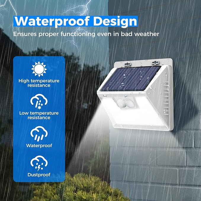 Peasur Solar Lights Outdoor Waterproof, 3 Lighting Modes Motion Sensor Ultra - Image 2
