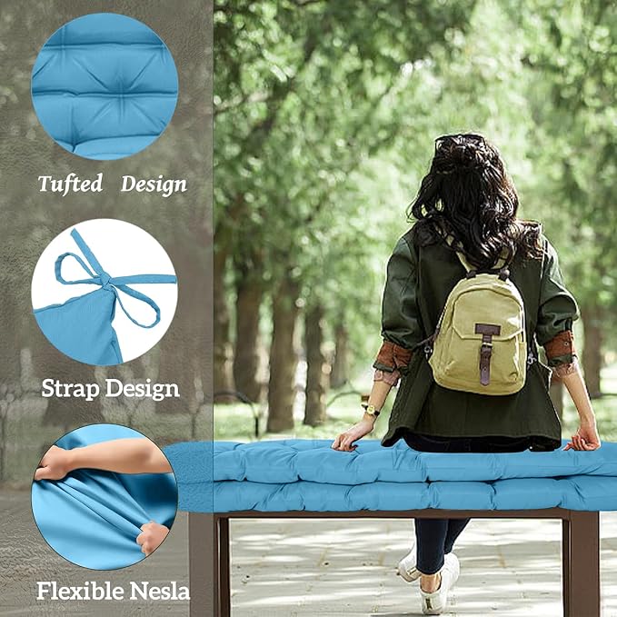 Outside Benches Cushion with Backrest, Thicken Waterproof Swing Cushions 2/3 - Image 4