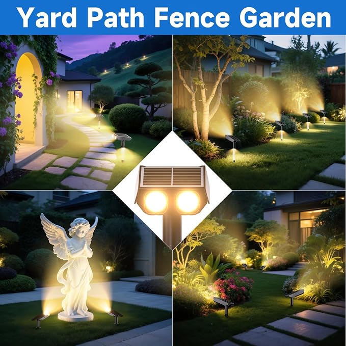 Solar Spot Lights Outdoor Adjustable Beam & PC Light Guide Column, 6 Pack Solar - Image 6