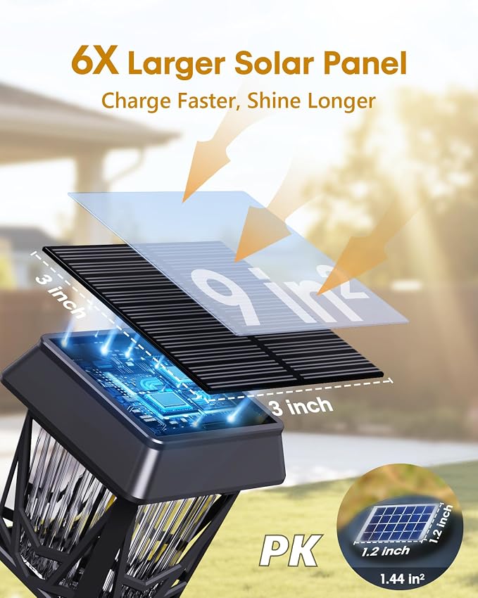 Solar Pathway Lights, Outdoor Lights Waterproof 6 Pack, Large Solar Panel - Image 2