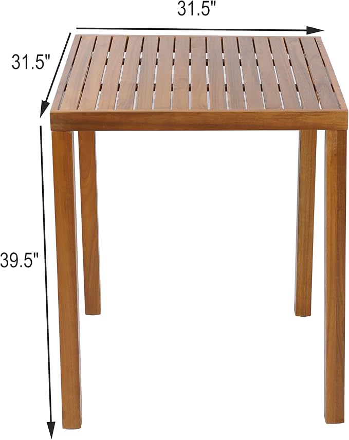 Christopher Knight Home Gree Acacia Wood Outdoor Bar Table, Wooden Patio Bar - Image 2
