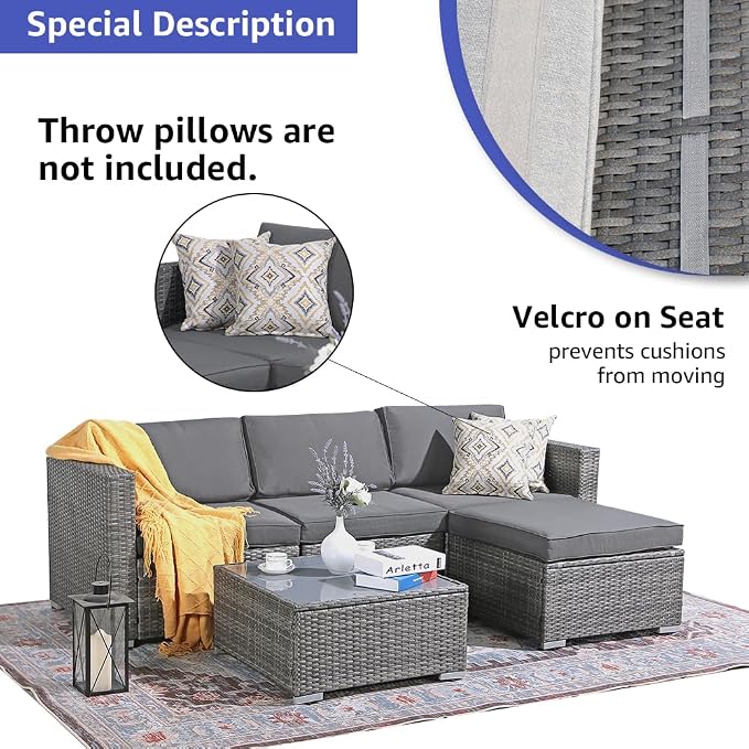 Patiorama 5 Piece Outdoor Patio Furniture Set, Outdoor Sectional Conversation - Image 5