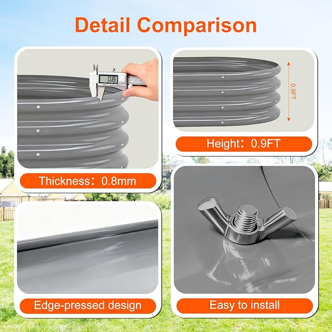 Raised Garden Bed Outdoor 2 Sets Oval Large Coating Metal Planter Box - Image 6