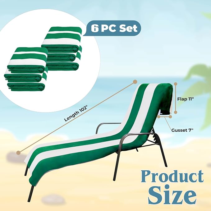 Superior Cabana Cotton Lounge Chair Cover, Outdoor Towel/Chaise Furniture Covers - Image 5