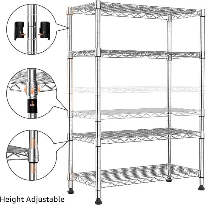 1000 lbs Storage Shelving 4-Tier Utility Shelving Unit Steel Organizer Wire Rack - Image 5