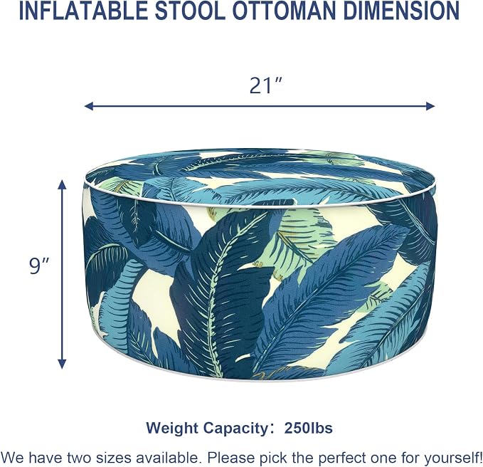 Patio Inflatable Ottoman, 21x9 Inch Portable Stool Ottoman - Image 2