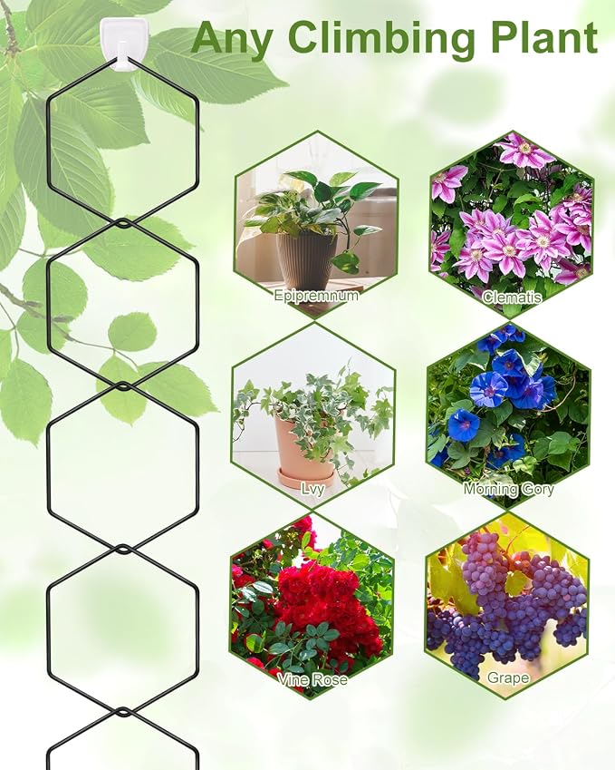 18 Pcs Garden Chain Trellis for Indoor Climbing Plants, Unique 6-Corner Plant - Image 5