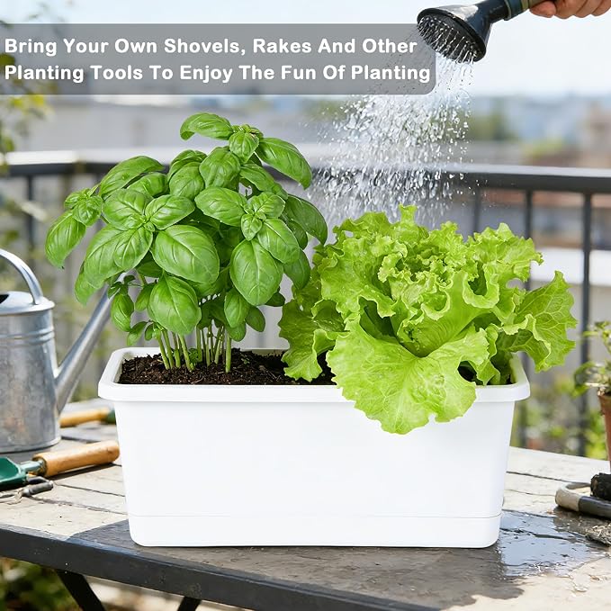 Window Box Planter 6 Packs, 13.8 Inches Rectangle Flower Pots - Image 3