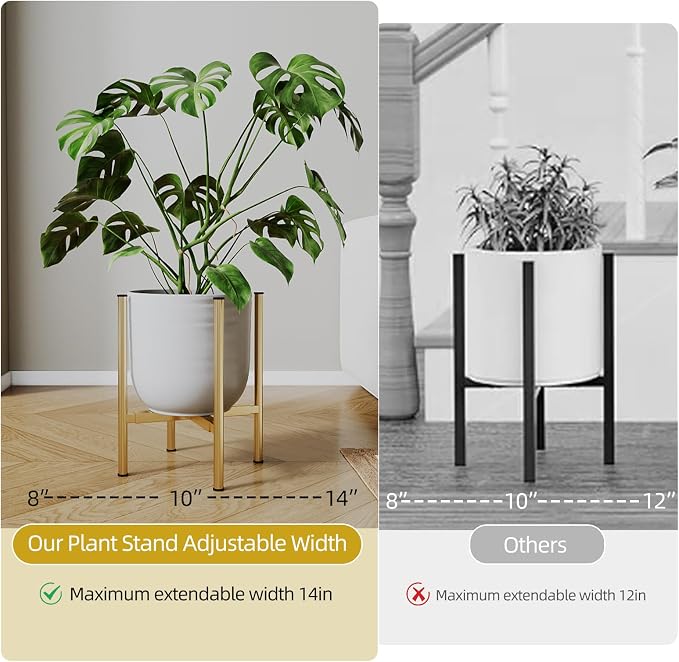 Adjustable Metal Plant Stand Indoor, Mid Century Modern Outdoor Planter Holder - Image 4