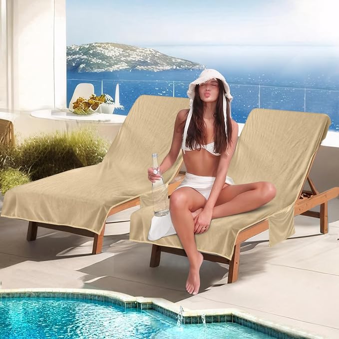 Super Soft & Thick Lounge Chair Towel Cover, Chaise Lounge Cover - Image 6