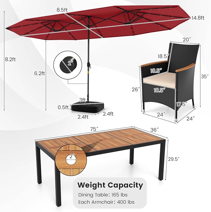 Tangkula 11 Pieces Patio Dining Set - Image 5