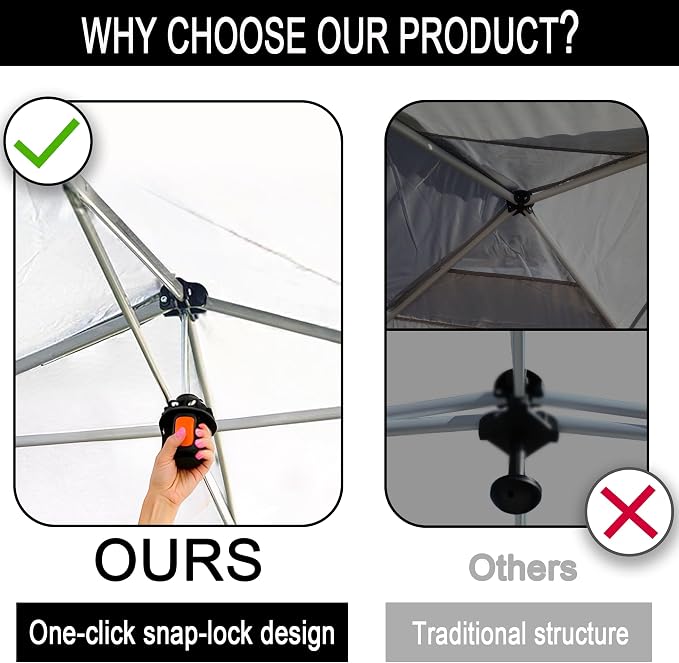 SANWAY 10x10 Pop up Canopy Tent, One-Button, Outdoor Instant Canopy Protable - Image 6