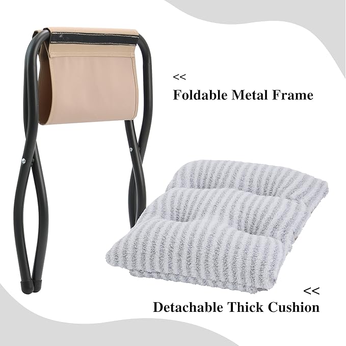 15" Folding Ottoman, Foldable Footrest Stool, Portable Small Foot Stool - Image 5