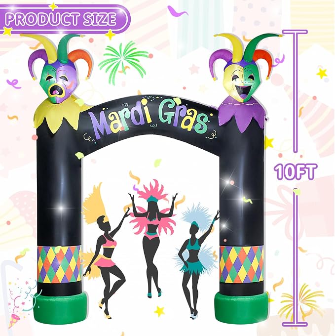 10FT Mardi Gras Inflatable Arch - Image 3