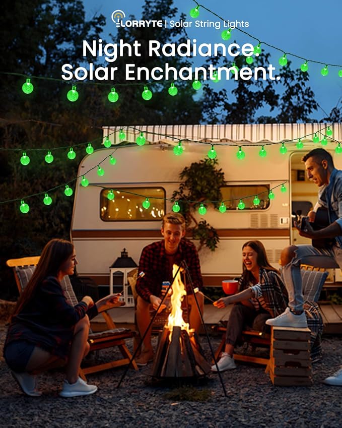2-Pack 100 LED Green Solar String Lights Outdoor - 64FT Crystal Globe - Image 4