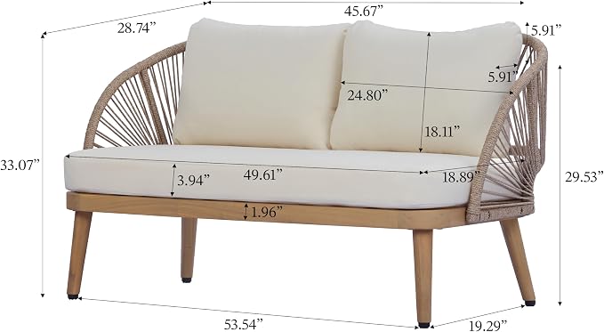 Merax 4-Piece Acacia Wood Patio Conversation Set - Image 12