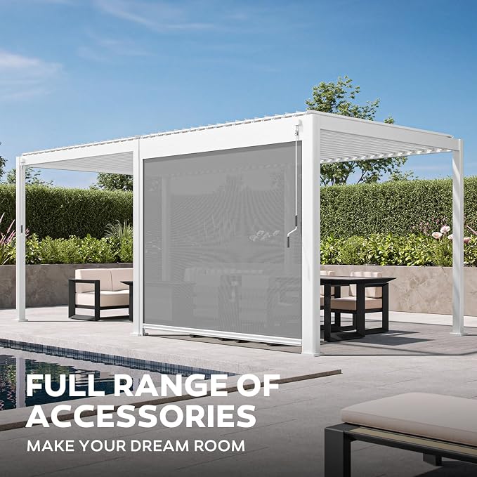 Mirador 111S Round Louvered Pergola Gazebo, 10Ft x 20Ft, Full Aluminum Frame - Image 2