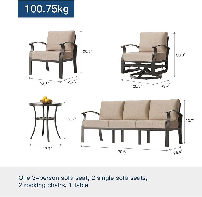 Kullavik Aluminum Patio Furniture Set - Image 6
