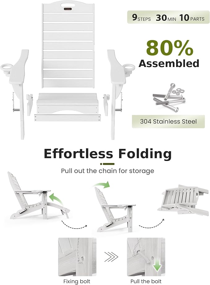 Ciokea Folding Adirondack Chair Set of 4 - Image 7