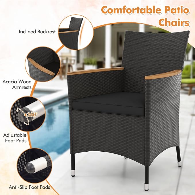 Tangkula 5 Pieces Rattan Outdoor Dining Set - Image 7