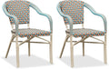 PURPLE LEAF Dining Chair Set of 2 Outdoor French Bistro Chairs Hand-Woven by PURPLELEAF